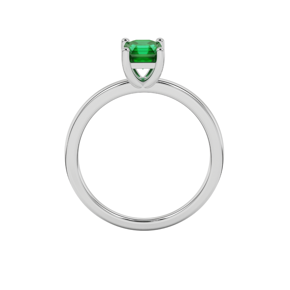 Asscher cut gemstone solitaire ring in gold with four-prong setting
