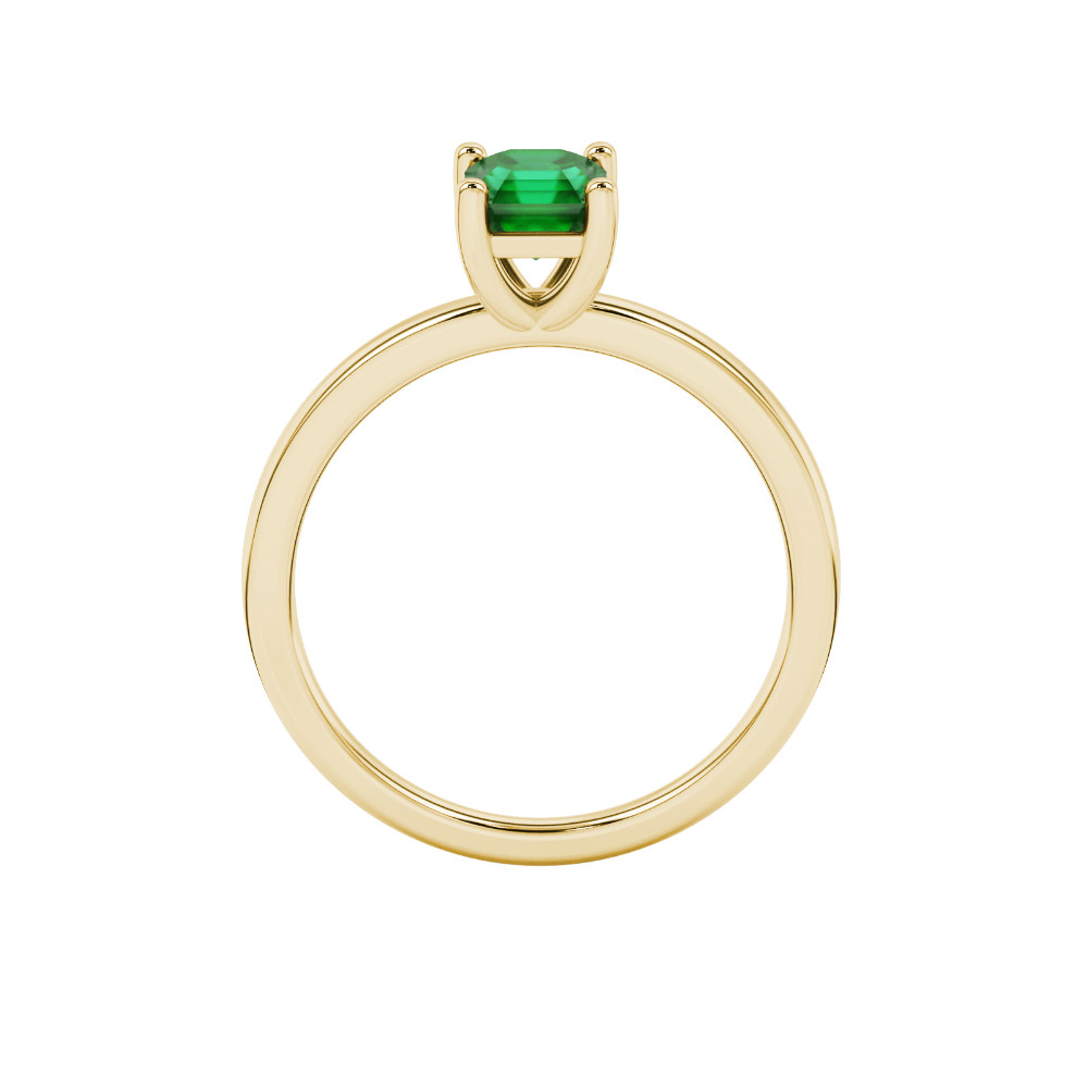 Asscher cut gemstone solitaire ring in gold with four-prong setting