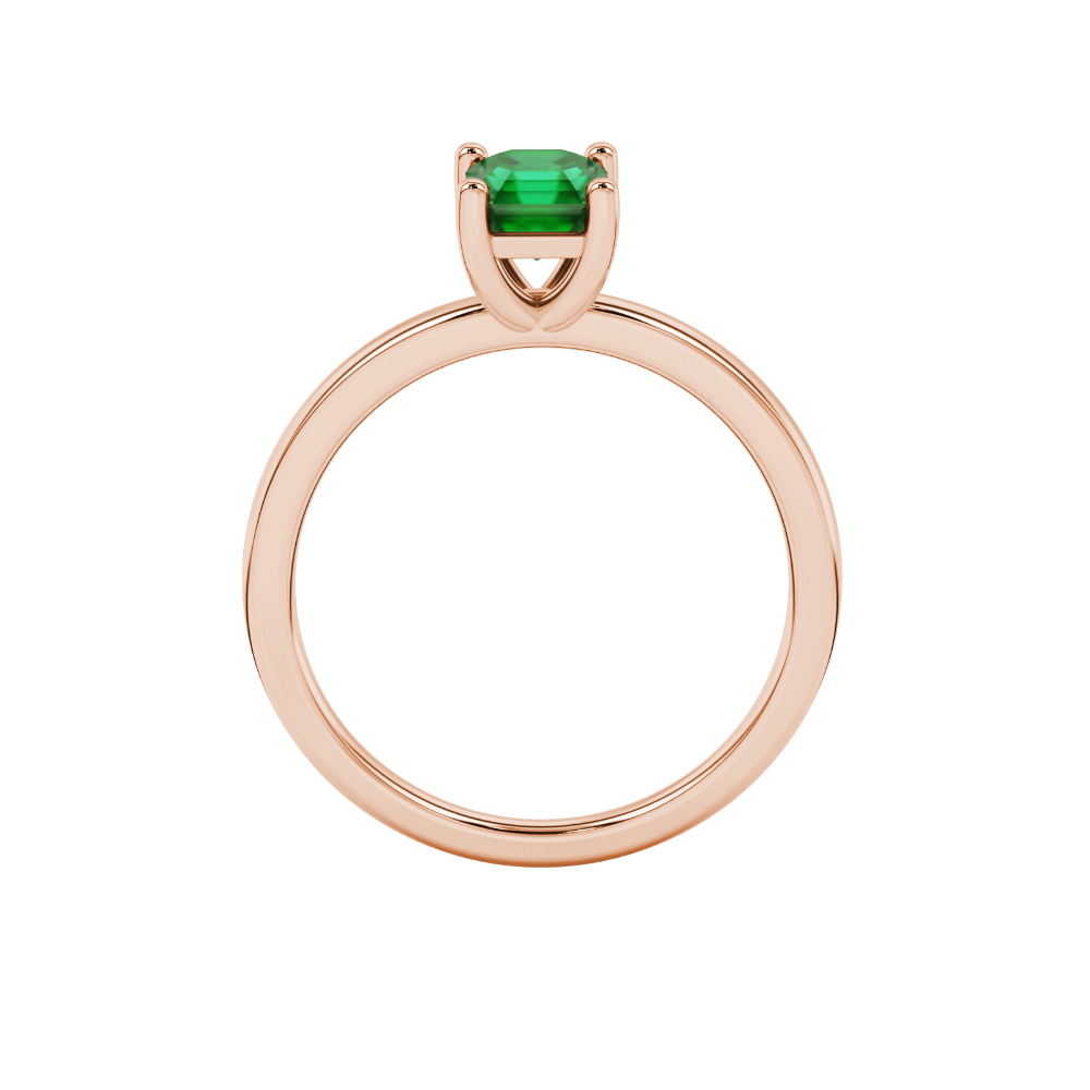 Asscher cut gemstone solitaire ring in gold with four-prong setting