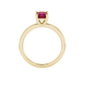 Asscher cut gemstone solitaire ring in gold with four-prong setting