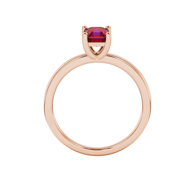 Raspberry Red gemstone classic basket ring in rose gold