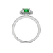 Asscher cut halo gemstone ring in gold featuring a 5.00 MM center gemstone surrounded by a double halo of round diamonds