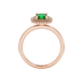 Asscher cut halo gemstone ring in gold featuring a 5.00 MM center gemstone surrounded by a double halo of round diamonds