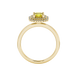 Asscher cut halo gemstone ring in gold featuring a 5.00 MM center gemstone surrounded by a double halo of round diamonds