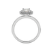 Asscher cut halo gemstone ring in gold featuring a 5.00 MM center gemstone surrounded by a double halo of round diamonds