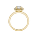 Asscher cut halo gemstone ring in gold featuring a 5.00 MM center gemstone surrounded by a double halo of round diamonds