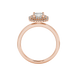 Asscher cut halo gemstone ring in gold featuring a 5.00 MM center gemstone surrounded by a double halo of round diamonds