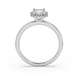 Asscher cut halo gemstone ring in gold featuring a 5.00 MM center gemstone surrounded by round diamond accents