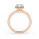 Asscher cut halo gemstone ring in gold featuring a 5.00 MM center gemstone surrounded by round diamond accents