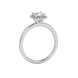 Asscher cut halo gemstone ring in gold featuring a 5.00 MM center gemstone surrounded by round diamond accents