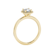 Asscher cut halo gemstone ring in gold featuring a 5.00 MM center gemstone surrounded by round diamond accents