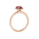 Asscher cut halo gemstone ring in gold featuring a 5.00 MM center gemstone surrounded by round diamond accents