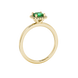 Asscher cut halo gemstone ring in gold featuring a 5.00 MM center gemstone surrounded by round diamond accents