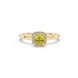Asscher cut halo gemstone ring in gold featuring a 5.00 MM center gemstone surrounded by round diamond accents