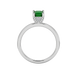 Emerald cut hidden halo solitaire ring in gold featuring a 5.00 MM center gemstone secured in a four-prong setting