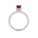 Emerald cut hidden halo solitaire ring in gold featuring a 5.00 MM center gemstone secured in a four-prong setting