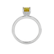 Emerald cut hidden halo solitaire ring in gold featuring a 5.00 MM center gemstone secured in a four-prong setting