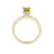 Emerald cut hidden halo solitaire ring in gold featuring a 5.00 MM center gemstone secured in a four-prong setting