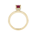 Emerald cut hidden halo solitaire ring in gold featuring a 5.00 MM center gemstone secured in a four-prong setting