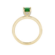 Emerald cut hidden halo solitaire ring in gold featuring a 5.00 MM center gemstone secured in a four-prong setting