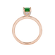 Emerald cut hidden halo solitaire ring in gold featuring a 5.00 MM center gemstone secured in a four-prong setting