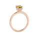Emerald cut hidden halo solitaire ring in gold featuring a 5.00 MM center gemstone secured in a four-prong setting