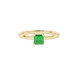 Emerald cut hidden halo solitaire ring in gold featuring a 5.00 MM center gemstone secured in a four-prong setting