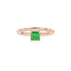 Emerald cut hidden halo solitaire ring in gold featuring a 5.00 MM center gemstone secured in a four-prong setting