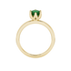 Asscher cut solitaire ring featuring a vibrant green gemstone secured in a six-prong crown setting crafted in gold