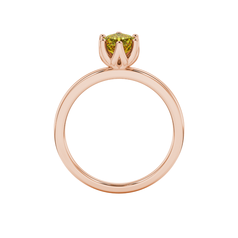 Asscher cut solitaire ring featuring a brilliant yellow gemstone secured in a six-prong crown setting crafted in gold