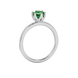 Asscher cut solitaire ring featuring a vibrant green gemstone secured in a six-prong crown setting crafted in gold