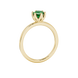 Asscher cut solitaire ring featuring a vibrant green gemstone secured in a six-prong crown setting crafted in gold