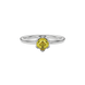 Asscher cut solitaire ring featuring a brilliant yellow gemstone secured in a six-prong crown setting crafted in gold