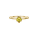 Asscher cut solitaire ring featuring a brilliant yellow gemstone secured in a six-prong crown setting crafted in gold