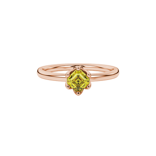canary yellow asscher gemstone ring in rose gold