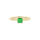 Green Asscher cut solitaire ring in gold featuring a 5.00 MM gemstone in a classic four-prong cathedral setting