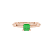 Green Asscher cut solitaire ring in gold featuring a 5.00 MM gemstone in a classic four-prong cathedral setting