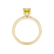 Yellow Asscher cut solitaire ring in gold featuring a 5.00 MM gemstone in a classic four-prong cathedral setting