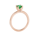 Green Asscher cut solitaire ring in gold featuring a 5.00 MM gemstone in a classic four-prong cathedral setting