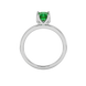 Green Asscher cut solitaire ring in gold featuring a floral-inspired four-prong basket setting with a 5.00 MM center gemstone