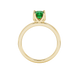 Green Asscher cut solitaire ring in gold featuring a floral-inspired four-prong basket setting with a 5.00 MM center gemstone