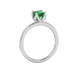 Green Asscher cut solitaire ring in gold featuring a floral-inspired four-prong basket setting with a 5.00 MM center gemstone