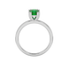 Green Asscher cut gemstone solitaire ring in gold featuring a refined six-prong basket setting