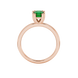 Green Asscher cut gemstone solitaire ring in gold featuring a refined six-prong basket setting