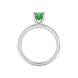 Green cushion cut gemstone solitaire ring in gold featuring a refined four-prong cathedral basket setting