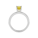 Yellow cushion cut gemstone solitaire ring in gold featuring a refined four-prong cathedral basket setting