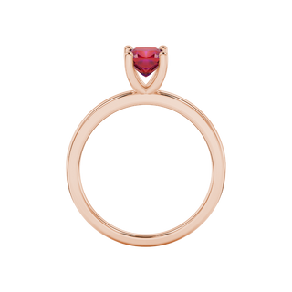raspberry red gemstone four-prong ring in rose gold