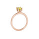 Yellow cushion cut gemstone solitaire ring in gold featuring a refined four-prong cathedral basket setting