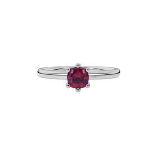 raspberry red gemstone six-prong ring in white gold