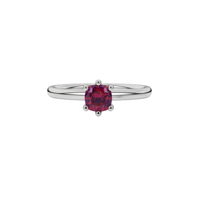 raspberry red gemstone six-prong ring in white gold